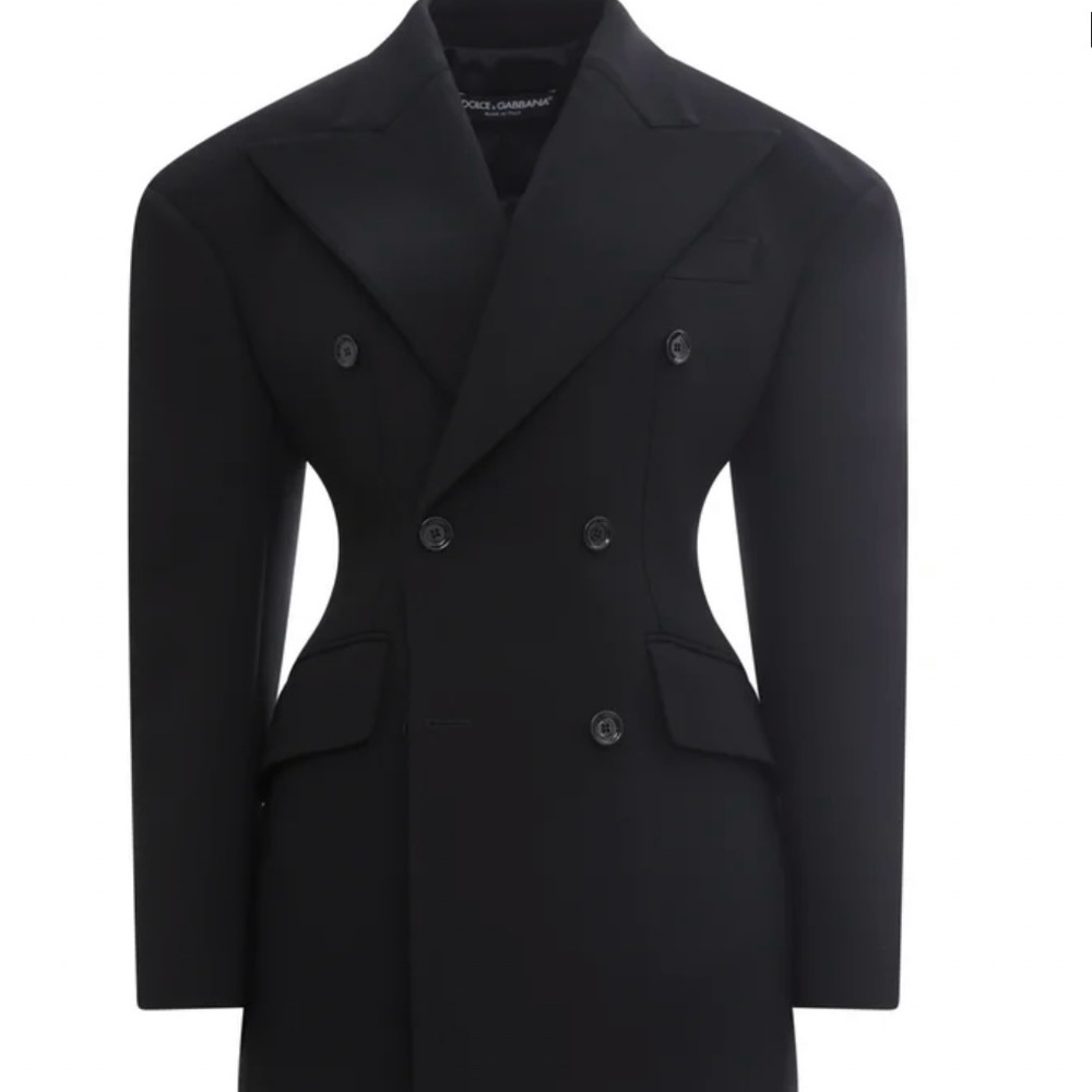 Dolce & Gabbana Black Double-Breasted Techincal Crepe Hourglass Blazer